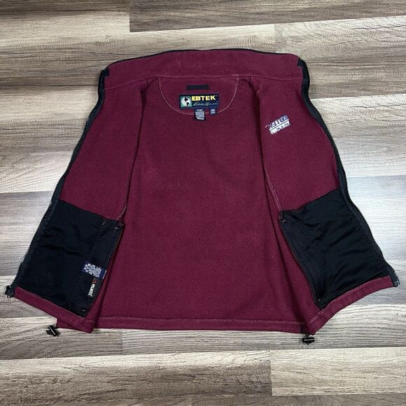VTG Eddie Bauer Vest Men Medium Red Fleece High Neck Full Zip Sleeveless Pockets - Picture 3 of 10